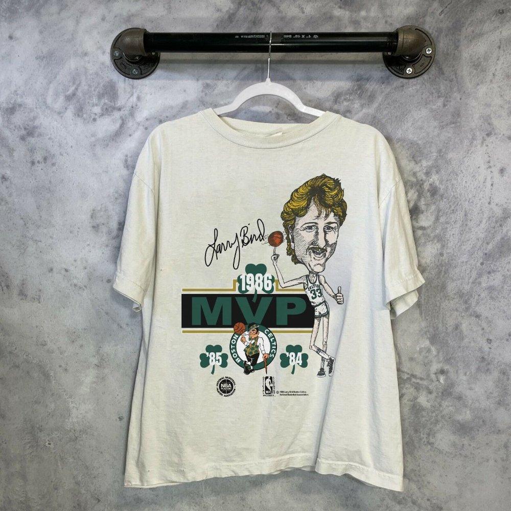 1986 Larry Bird Boston Celtics Caricature Shirt 90S Retro 1986 Larry Bird Bost